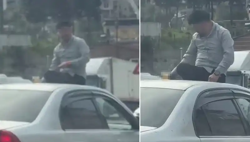 Trafikte Şaşkına Çeviren Olay: Otomobil Üzerinde Kutlama Yapan Gençler